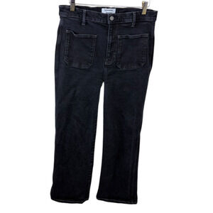 Reformation Alyssa Patch Pocket High Rise Wide Leg Jeans Black Size 30